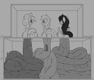 blush butt cutie_mark excessive_feces feces feces_pile female female_pooping feral fur group hair hyper hyper_feces hyper_feces_pile long_hair open_mouth open_smile outhouse pooping pooping_together scatplay sitting sitting_on_toilet smile tail toilet toilet_use trio wings x-ray_view dendollae friendship_is_magic hasbro my_little_pony pinkie_pie_(mlp) earth_pony equid equine horse mammal pony monochrome