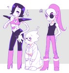 anthro biped blush boots bottomwear clothing coat ear_fins eyewear female fin footwear glasses group hair high_heeled_boots high_heels lab_coat machine male pants ponytail pupils shirt shoes slit_pupils tank_top topwear ouse undertale_(series) alphys mettaton_ex undyne animal_humanoid fish fish_humanoid humanoid marine marine_humanoid robot robot_humanoid scalie