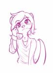 ambiguous_gender anthro arm_tuft blush clothed clothing looking_at_viewer simple_background solo toony tuft white_background wrist_tuft alec8ter conditional_dnp chris_tylon mammal mustelid otter 2017 half-length_portrait hi_res monochrome pink_and_white portrait signature