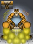 anthro anus balls bathroom belly clothed clothing fart fart_cloud fart_fetish feces gassy genitals male overweight overweight_anthro overweight_male partially_clothed pooping pooping_in_toilet puffy_anus sitting sitting_on_toilet smelly solo thick_thighs toilet sunflower_fox hyena mammal hi_res