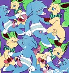 accessory animal_genitalia animal_penis balls blue_eyes bodily_fluids bow_ribbon brionne canine_genitalia canine_penis cetacean_genitalia cetacean_penis coffeefly cum cum_everywhere cum_on_penis cumshot eeveelution ejaculation eyes_closed feral furst_(character) generation_4_pokemon generation_7_pokemon genital_fluids genitals hair_accessory hair_bow hair_ribbon half-closed_eyes handjob hi_res kissing knot leafeon male male/male masturbation messy narrowed_eyes nas_(nastyleafox) nintendo penile penis penis_tip pokemon pokemon_(species) ribbons saliva saliva_string scarf sex sheath shy snowballing tapering_penis tongue tongue_out whiskers