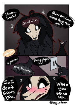 anthro blush bodily_fluids dialogue duo eyemask eyewear female nervous sweat sweatdrop text icey_(artist) scp_foundation scp-1471-a malo absurd_res comic english_text hi_res