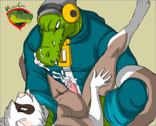 anthro anthro_on_anthro anthro_penetrated anthro_penetrating anthro_penetrating_anthro bodily_fluids clothed clothing cum cum_on_face cum_while_penetrated cybernetics duo electronics erection genital_fluids genitals headphones interspecies machine male male/male male_penetrated male_penetrating male_penetrating_male metal_tail nude penetration penis prosthetic sex viciouscroc lethal_league latch crocodile crocodilian domestic_ferret mammal mustelid musteline reptile scalie true_musteline weasel