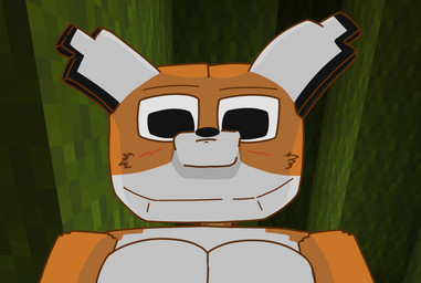 anthro blush female floating_head looking_at_viewer orange_body screencap screencap_background solo white_body the_breathing_lad microsoft minecraft mojang xbox_game_studios canid canine fox mammal hi_res
