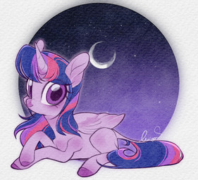 female feral hooves horn looking_at_viewer simple_background sky smile smiling_at_viewer solo star starry_sky wings meteor_s friendship_is_magic hasbro my_little_pony mythology twilight_sparkle_(mlp) equid equine mammal mythological_creature mythological_equine winged_unicorn