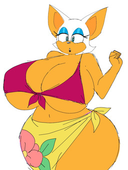 anthro big_breasts big_butt bikini breasts butt child_bearing_hips clothed clothing female fur huge_breasts huge_butt hyper hyper_breasts ineffective_clothing skimpy swimwear two-piece_swimsuit wide_hips momijizx sega sonic_the_hedgehog_(series) rouge_the_bat bat mammal 2023 hi_res