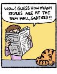 brown_hair comic dialogue domestic_cat duo english_text felid feline felis feral garfield_(series) garfield_the_cat hair human human_focus jon_arbuckle julia_kaye low_res mammal newspaper not_furry_focus reading text