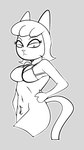 anthro bra breasts clothing eyebrows eyelashes female hair hand_on_hip looking_at_viewer medium_breasts pubes resting_bitch_face simple_background solo tail topwear underwear gold-white-kott a_kitty_bobo_show cartoon_network maggie_(kitty_bobo) domestic_cat felid feline felis mammal digital_media_(artwork) hi_res monochrome