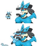 1:1 ambiguous_gender animated anthro biped black_body black_nose blue_body blue_fur chest_spike duo eyes_closed fur generation_4_pokemon hollow_eyes looking_at_viewer lucario nintendo open_mouth open_smile pokemon pokemon_(species) pupils red_eyes riolu simple_background smile spikes spikes_(anatomy) tail tail_motion tailwag tan_body tan_fur tontaro white_background white_eyes