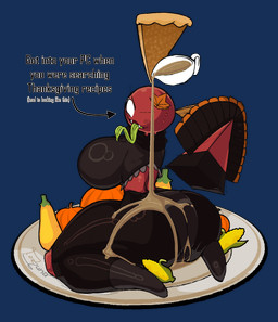 1_eye armless arrow_pointing_to_face big_breasts big_butt bodily_fluids breasts butt clothing corn cosplay disembodied_tail eggplant female fluid_on_butt food fruit geometric glossy_body gravy holidays huge_butt light_blush liquid_on_butt long_tongue looking_at_viewer looking_back looking_back_at_viewer plant plate pumpkin red_body red_skin simple_background sitting solo sweat text tight_clothing tongue tongue_out transparent_background turkey_tail virus fozuna thanksgiving neoblik_(needlemond) digital_creature humanoid alpha_channel artist_name english_text full-length_portrait hi_res portrait