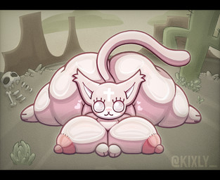 big_breasts big_butt black_bars bone breasts busty_feral butt cactus desert eyelashes female feral heart_symbol huge_breasts huge_butt hyper hyper_butt plant skeleton solo kixly mewgenics marshmallow_(mewgenics) domestic_cat felid feline felis mammal hi_res letterbox
