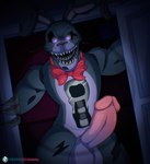 anthro balls big_penis blue_body bodily_fluids erection exposed_endoskeleton genital_fluids genitals glowing glowing_eyes hook humanoid_genitalia humanoid_penis hybrid_genitalia machine male penis purple_eyes sharp_teeth solo teeth tongue mandyfoxy five_nights_at_freddy's five_nights_at_freddy's_4 scottgames nightmare_bonnie_(fnaf) animatronic lagomorph leporid mammal rabbit robot absurd_res digital_media_(artwork) hi_res