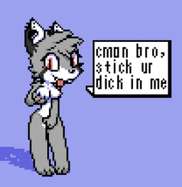 anthro blue_background breasts dialogue female fur grey_body grey_fur hand_on_breast looking_at_viewer masturbation multicolored_body multicolored_fur nipples red_eyes requesting sex_request simple_background solo speech_bubble standing talking_to_viewer text tongue tongue_out vaginal vaginal_masturbation white_body white_fur pugzysixtyfour pugzy_(pugosixtyfour) canid canine canis coyote mammal animated digital_media_(artwork) english_text pixel_(artwork) pixel_animation