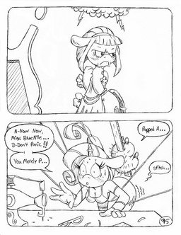 angry anthro bdsm big_butt blush blush_lines bodily_fluids bondage bound boutique bra butt clothed clothed_anthro clothed_female clothing cutie_mark dialogue dominant dominant_female duo electricity female fully_clothed fully_clothed_anthro fully_clothed_female horn horn_jewelry horn_ring inhibitor_ring jewelry lightning magic_inhibitor magic_suppression panicking partially_clothed_anthro partially_clothed_female pillow pincushion reasoning ring_(jewelry) scared sewing_machine sewing_needle spanking_machine speech_bubble storm_cloud submissive submissive_anthro submissive_female sweat sweaty_face teary_eyes text torture_device underwear unicorn_horn upset wildtake wrapped wrapped_arms wrapped_legs wrapped_up circe_(artist) friendship_is_magic hasbro my_little_pony mythology blue_nile_(mlp) rarity_(mlp) earth_pony equid equine horse mammal mythological_creature mythological_equine pony unicorn black_and_white comic english_text monochrome traditional_media_(artwork)