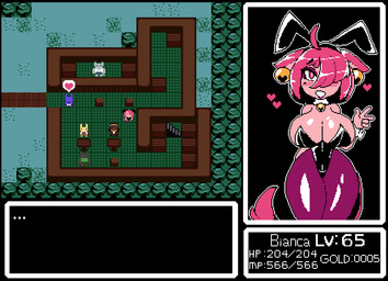 anthro big_breasts breasts bunny_costume clothing costume female gameplay_mechanics group hair hair_over_eye inner_ear_fluff pink_body pink_hair pink_tail solo_focus tail tuft thompson-vonjung bianca_(vonjungle) felid feline felis mammal animated animated_gif digital_media_(artwork) pixel_(artwork) short_playtime