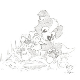 ambiguous_anthro ambiguous_gender anthro closed_smile front_view glistening glistening_nose grass logo mouth_closed nude outside pawpads plant sitting smile solo young young_ambiguous young_anthro pandapaco canid canine canis domestic_dog mammal 2011 artist_logo dated monochrome signature sketch