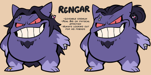 barbell_piercing beard digit_ring facial_hair feet jewelry male not_furry piercing ring solo text motfal reany nintendo pokemon rengar_(reanyx3) generation_1_pokemon gengar humanoid pokemon_(species) absurd_res english_text hi_res model_sheet