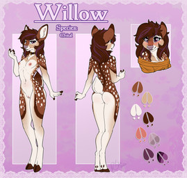 blush female genitals solo vulva rika_(artist) willow_(zuboko) cervine chital deer mammal headshot_portrait model_sheet portrait tagme