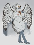 anthro areola arm_tuft avian_feet beak big_breasts breasts chest_tuft crotch_tuft curvy_figure eyelashes feathered_wings feathers feet female genitals hand_on_chest innie_pussy leaning leaning_backward looking_at_viewer navel nipples non-mammal_breasts non-mammal_navel non-mammal_nipples nude open_beak open_mouth orange_sclera pussy shoulder_tuft solo tail tail_feathers talon_hands talons thick_thighs toes tuft white_body white_feathers wide_hips wings yellow_eyes adalfyre accipitriform avian bird hybrid osprey secretary_bird 2025 hi_res