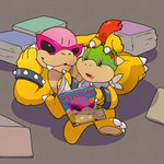 arm_support bracelet eyelid_pull eyewear hand_on_head jewelry kerchief leaning_on_elbow lying magazine male on_side reading reading_magazine sitting spiked_bracelet spikes sunglasses argon_vile mario_bros nintendo bowser_jr. koopaling roy_koopa koopa scalie 1:1 absurd_res hi_res