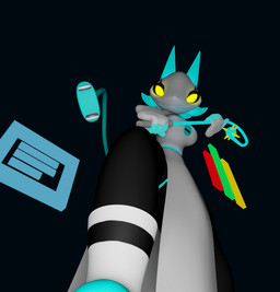 anthro blue_hair breasts clothed clothing dominant dominant_female female floating_hands genitals glowing glowing_genitalia glowing_vulva hair holding_object holding_weapon looking_at_viewer machine simple_background smile solo thick_thighs topwear vulva wardrobe_malfunction weapon whip yellow_eyes sticki_bun voidwillow_(modeler) deltarune undertale_(series) tasque_manager darkner felid feline mammal robot 2022 3d_(artwork) absurd_res digital_media_(artwork) hi_res