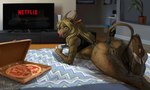 anthro anus breasts butt clothing container female food fur gaming genitals hair horn looking_at_viewer netflix_and_chill nude pizza pizza_box ps5_controller pussy smile solo tail eleacat blizzard_entertainment netflix warcraft moredrasia bovid bovine mammal tauren absurd_res digital_media_(artwork) hi_res