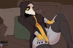 animal_mask beak_mask big_breasts black_clothing black_legwear black_nails black_stockings black_topwear breasts clothing colored_nails female fingerless_gloves furniture gloves grey_body grey_skin half-closed_eyes hand_on_leg hand_on_own_leg hand_on_own_thigh hand_on_thigh handwear legwear looking_at_viewer lying lying_on_sofa markings mask mole_(marking) nails narrowed_eyes on_sofa pillow plague_doctor robe sigh sofa solo stockings topwear yellow_clothing yellow_eyes yellow_gloves yellow_handwear vetisx margaret_(vetisx) humanoid 2022 watermark