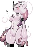 blush breasts choker featureless_crotch female jewelry looking_at_viewer necklace piercing red_eyes simple_background solo white_background white_body usa37107692 nintendo pokemon generation_6_pokemon legendary_pokemon mammal mega_evolution mega_mewtwo mega_mewtwo_y pokemon_(species)