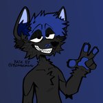 anthro black_body black_fur blue_hair bongdawg fur hair male male/male parkeyz relaxing solo canid canine mammal hi_res icon