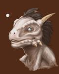 anthro blue_eyes feathers horn male simple_background solo dreke microsoft the_elder_scrolls argonian scalie 4:5 bust_portrait portrait sketch