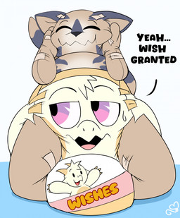 ageplay ambiguous_gender anthro clean_diaper clothed clothing dialogue diaper diaper_package diaper_transformation duo eyes_closed granting_wish hand_on_face horn looking_at_side magic mouth_closed open_mouth permanent permanent_transformation roleplay simple_background smile text transformation wearing_diaper kastmi chikn_nuggit mythology wish_dragon fwench_fwy_(chikn_nuggit) pampaku_(mitchell45) animate_inanimate diaper_creature dragon mythological_creature mythological_scalie scalie digital_media_(artwork) english_text hi_res nonbinary_(lore)