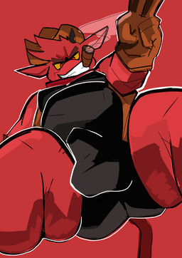 anthro balls_outline biped bulge butt cigar cigar_in_mouth clothing cowboy_hat detailed_bulge genital_outline grin hat headgear headwear leotard low-angle_view male male_anthro object_in_mouth red_eyes slightly_chubby smile smoking solo worm's-eye_view yellow_sclera coolietf kings_of_hell gremile_'hotshot' demon imp hi_res