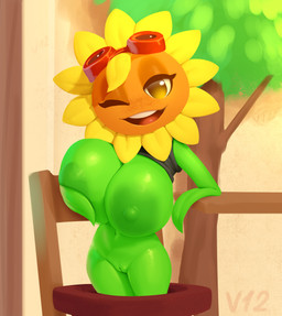areola big_areola big_breasts big_nipples breasts clothed clothing eyelashes eyewear eyewear_on_head female female_humanoid flower freckled_face freckles genitals glistening_eyelids goggles goggles_on_head green_areola green_body green_nipples huge_areola huge_breasts huge_nipples long_eyelashes looking_at_viewer mostly_nude nipples not_furry one_eye_closed open_mouth plant raised_clothing raised_shirt raised_topwear shirt solo speckle_freckles topwear vulva dibujosv12 electronic_arts plants_vs._zombies plants_vs._zombies_heroes popcap_games solar_flare_(pvz) elemental_creature elemental_humanoid flora_fauna flower_creature humanoid plant_humanoid sunflower_(pvz) 2026 absurd_res digital_media_(artwork) digital_painting_(artwork) hi_res painting_(artwork)
