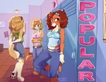 adolescent anthro anthrofied belt bottomwear capris clothing crop_top denim denim_bottomwear denim_clothing denim_skirt feet female group hindpaw jeans pants pawpads paws shirt skirt snout tail topwear trio y2k_(fashion) young young_anthro young_female dogstoof hasbro littlest_pet_shop littlest_pet_shop:_popular angelina_davis genevieve_ryan lps_675 lps_72 lps_79 savannah_reed canid canine canis dachshund domestic_cat domestic_dog felid feline felis hunting_dog mammal hi_res