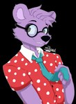 anthro black_eyes clothing dress_shirt eyewear fur glasses hair holding_tie male necktie purple_body purple_fur purple_hair shirt simple_background smile solo topwear transparent_background zer0rebel4 discord_(app) telegram wow!_wow!_wubbzy! walden bear mammal 2024 absurd_res alpha_channel half-length_portrait hi_res portrait