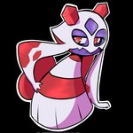 anthro chibi clothing dress looking_at_viewer mask not_furry purple_body red_eyes sticker_pack renv nintendo pokemon froslass generation_4_pokemon pokemon_(species) 1:1 2024 hi_res