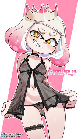 babydoll black_bra black_clothing black_lingerie black_panties black_underwear blush bra breasts camel_toe clothing crown female grin headgear lace_panties light_body light_skin lingerie looking_at_viewer nightgown not_furry panties pseudo_hair simple_background small_breasts smile solo squish tentacle_hair tentacles thigh_squish translucent translucent_clothing translucent_lingerie translucent_panties translucent_underwear underwear gm_laz nintendo splatoon pearl_(splatoon) aquatic cephalopod humanoid inkling mollusk 9:16 absurd_res hi_res