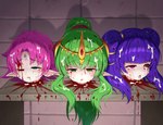 blood bodily_fluids child_murder corpse crown cum cum_in_hair cum_in_mouth cum_inside death decapitation female genital_fluids gore gore_focus green_eyes green_hair group hair headgear humanoid_pointy_ears light_body light_skin missing_eye not_furry pink_hair pointy_ears purple_hair red_eyes ryona snuff tiara trio young hondaranya fire_emblem fire_emblem_mystery_of_the_emblem fire_emblem_sacred_stones fire_emblem_the_binding_blade nintendo fae_(fire_emblem) myrrh_(fire_emblem) tiki_(fire_emblem) humanoid manakete digital_media_(artwork) hi_res