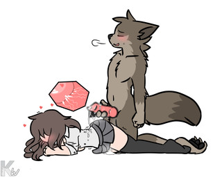 after_sex animal_genitalia animal_penis anthro black_clothing black_legwear black_stockings blush bodily_fluids bottomwear breath brown_body brown_fur brown_hair canine_genitalia canine_penis clothed clothed_female clothed_human clothing cum cum_drip cum_on_penis cum_on_shirt dripping duo erection female fur genital_fluids genitals grey_bottomwear grey_clothing grey_skirt hair heart_symbol holding_penis human_on_anthro impregnation interspecies interspecies_impregnation knot knotted_penis legwear logo long_hair looking_pleasured male male/female nude_anthro nude_male open_mouth ovum ovum_with_heart penis shirt simple_background skirt sperm_cell stockings sweat sweatdrop topwear white_background white_clothing white_shirt white_topwear kangwolf canid canine canis human mammal wolf 2022 5:4 absurd_res artist_logo censored colored hi_res mosaic_censorship watermark