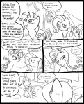 2012 black_and_white black_border border clothed clothing comic cutie_mark dialogue digital_media_(artwork) duo english_text equid equine feathered_wings feathers female feral fluttershy_(mlp) friendship_is_magic hair hasbro horn mammal metal_(artist) monochrome my_little_pony mythological_creature mythological_equine mythology outside pegasus rarity_(mlp) simple_background text unicorn white_background wings