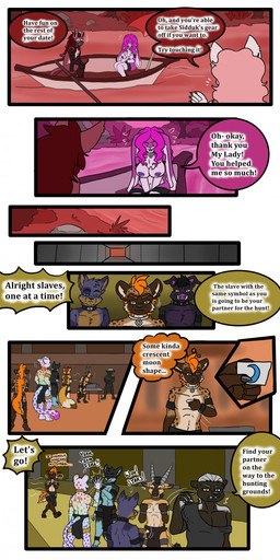 anthro boat bottomwear breasts clothing collar cuff_(restraint) dialogue duo female group loincloth male metal_collar muzzle_(object) restraints tail text trio vehicle watercraft tatsuchan18 daisy_(tatsuchan18) havoc_(tatsuchan18) antelope badger bovid domestic_cat felid feline felis honey_badger hyena lagomorph leporid mammal mustelid musteline rabbit suid suine sus_(pig) wild_boar absurd_res comic digital_media_(artwork) english_text hi_res multiple_scenes