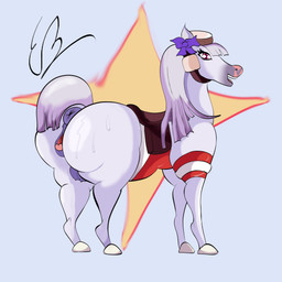 animal_genitalia animal_vulva anus big_butt butt clothing equine_anus equine_genitalia equine_vulva female feral genitals hair headgear headwear long_hair open_mouth puffy_anus smile solo vulva wide_hips eddiebrije cygames uma_musume_pretty_derby gold_ship_(pretty_derby) equid equine horse mammal 1:1 absurd_res hi_res