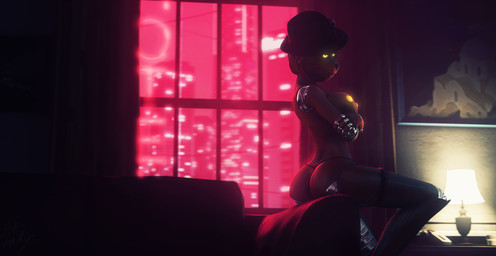 anthro black_clothing black_thong black_underwear breasts butt city cityscape clothed clothing crossed_arms crossgender fedora female fishnet_clothing fishnet_legwear fishnet_thigh_highs furniture glowing glowing_eyes glowing_nipples hat headgear headwear inside lamp legwear looking_at_viewer machine medium_breasts mtf_crossgender nipples noir on_sofa rear_view sitting sitting_on_sofa sofa solo thigh_highs thong topless topless_anthro topless_female underwear window yellow_eyes yellow_nipples lamoz571 disembowell_(modeler) red-eye_(modeler) five_nights_at_freddy's five_nights_at_freddy's_2 scottgames toy_freddy_(fnaf) animatronic bear mammal robot robot_anthro 3d_(artwork) absurd_res digital_media_(artwork) hi_res source_filmmaker_(artwork)