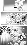 anthro clothed clothing comic cookie_(furryfight_chronicles) daigaijin dialogue english_text female furryfight_chronicles hi_res mammal monochrome rodent sciurid solo text tree_squirrel underwater water