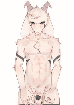 animal_genitalia anthro balls black_penis chest_tuft curved_horn front_view fur genitals hair horn long_ears male nude_anthro nude_male penis penis_tip sheath solo standing tuft white_body white_fur white_hair kanto05 undertale undertale_(series) asriel_dreemurr_(god_form) boss_monster_(undertale) bovid caprine goat mammal hi_res
