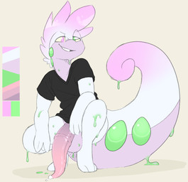 animal_genitalia animal_penis anthro balls big_penis biped bodily_fluids bottomless cetacean_genitalia cetacean_penis clothed clothing crouching cum erection fingers genital_fluids genitals hair heterochromia male medial_ring mohawk penis simple_background slime solo tail tapering_penis thick_tail backsash nintendo pokemon sash_(backsash) generation_6_pokemon goodra pokemon_(species) 2019 digital_media_(artwork) hi_res