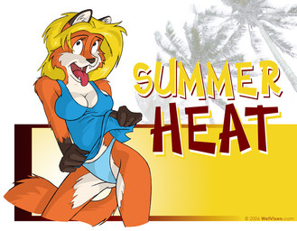 anthro blonde_hair bodily_fluids breath clothing female hair panties panting pose solo summer sweat tongue tongue_out underwear undressing sierraromeo trixie_vixen canid canine fox mammal pinup