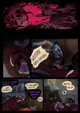4_eyes ambiguous_anthro ambiguous_gender anthro bandage blue_body blue_fur buckteeth dialogue fur group multi_eye speech_bubble talking_to_another teeth text trio aveloka cult_of_the_lamb don't_starve klei_entertainment massive_monster_(studio) nolen_(aveloka) shamura_(cult_of_the_lamb) webber arachnid arthropod hare lagomorph leporid mammal spider 2025 comic digital_drawing_(artwork) digital_media_(artwork) english_text hi_res
