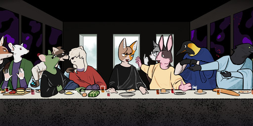 albino anthro apple_juice berry_juice beverage blue_body bone bread cheese clothed clothing cranberry_juice dairy_products food furniture gesture glass group hand_gesture heterochromia interaction juice_(beverage) kebab lineup macaroni macaroni_and_cheese neutral_expression pasta pizza plate pointing reaching red_eyes red_shouldered_hawk sitting table water borealhao lamapola sliders the_last_supper aether_(lamapola) brass_(lamapola) daga_(lamapola) freakazoid_(lamapola) koob_(lamapola) marucade_(lamapola) otto_(lamapola) rye_(lamapola) sar_(lamapola) theo_(lamapola) vinea_(lamapola) waddle_(lamapola) amphibian aquatic avian axolotl bird calico_cat canid canine corvid corvus_(genus) crow domestic_cat domestic_ferret emperor_penguin felid feline felis lagomorph leporid mammal maned_wolf mole_salamander murid murine mustelid musteline oscine otter passerine penguin procyonid rabbit raccoon rat rodent salamander true_musteline weasel 2024 3:1 absurd_res hi_res