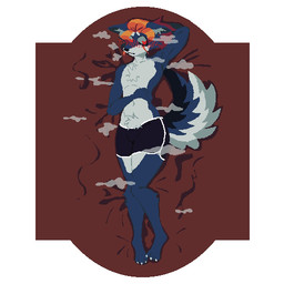 anthro big_tail blush bottomwear clothing ears_down femboy fluffy fluffy_tail hair heart_eyes heart_symbol male orange_hair paws pivoted_ears shorts solo tail li_mol canid canine canis mammal wolf 1:1 absurd_res digital_media_(artwork) hi_res pixel_(artwork)